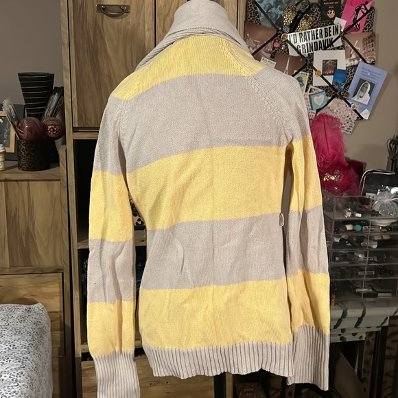 Gap Yellow And Beige Thick Stripe Cardigan - Medium - Picture 3 of 4